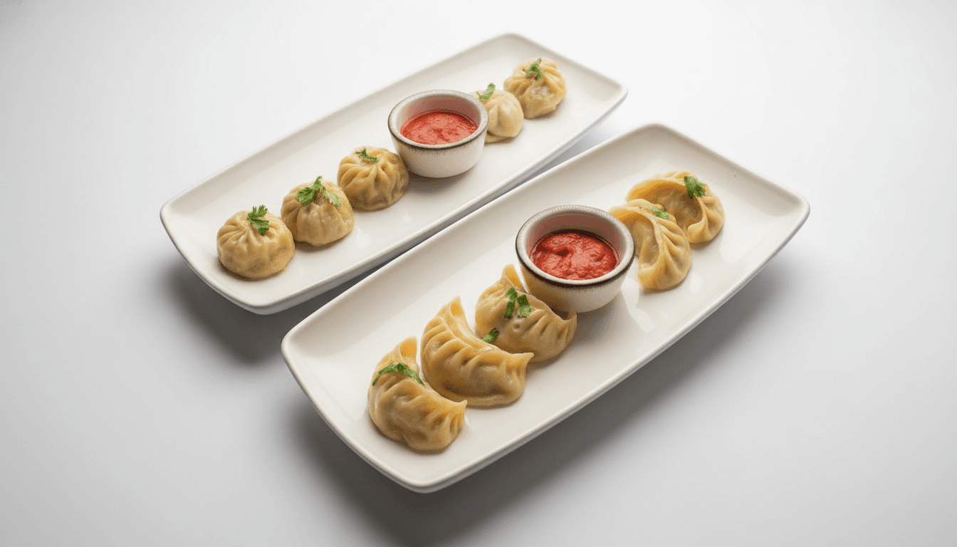 Steamed momo dumplings with chutney served at The Old School House in Stony Stratford.